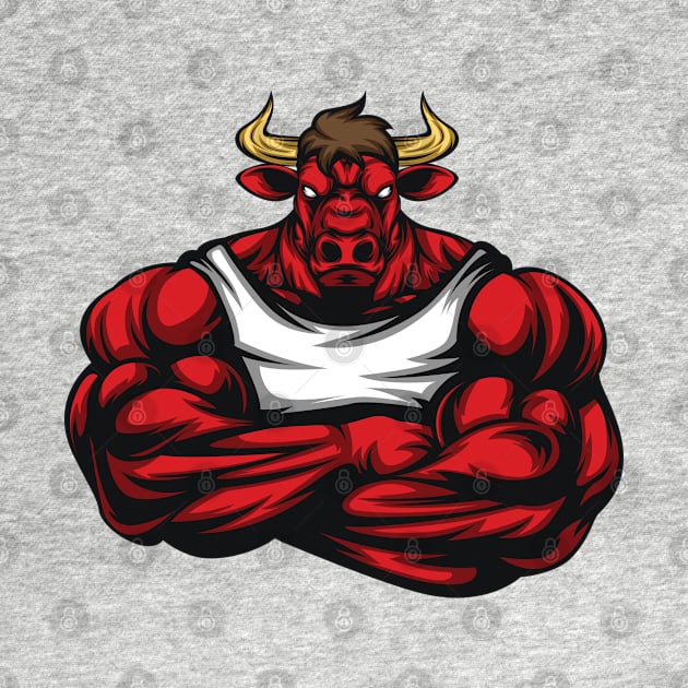 Strong Like Bull Bodybuilding, Weightlifting Gym T-Shirt Gift by woormle